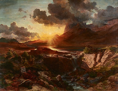 Sonnenuntergang am Hintersee in Berchtesgaden, 1858, Albert Zimmermann