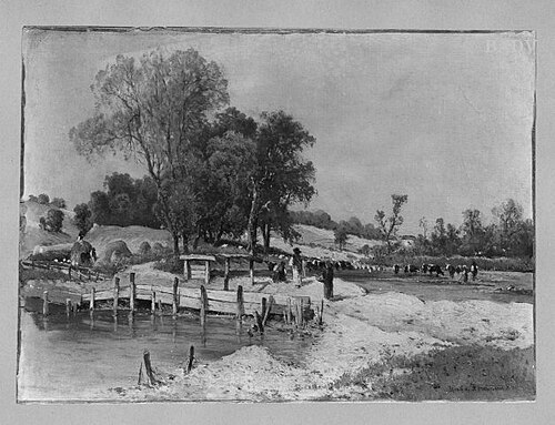 landscape with cattle + figures, 1884, Theodor von Hörmann
