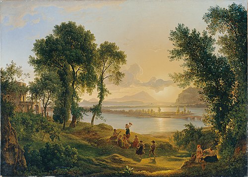 Sonnenuntergang über den Campi Flegrei gegen die Inseln Procida und Ischia, 1819, Joseph Rebell