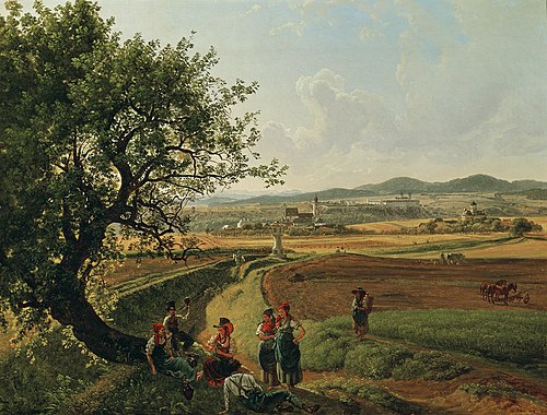 View of the Manors of Emmersdorf Castle and Rothenhof with Melk Abbey in the Background, 1826, Joseph Rebell