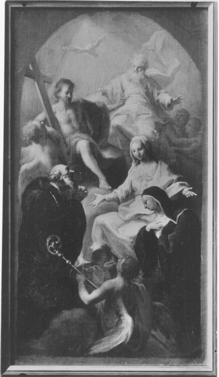 Die hll. Benedikt und Scholastika werden von der Jungfrau und der Heiligen Dreifaltigkeit empfohlen, 1764, Martin Knoller