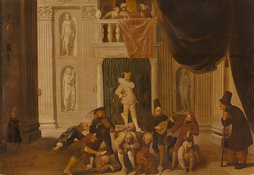 The Triumph of Folly: Brutus Playing the Fool before King Tarquinius, 1643, Pieter Jansz Quast