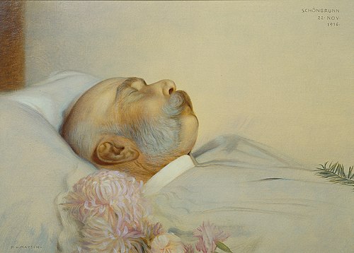 Kaiser Franz Joseph I. auf dem Sterbebett, 1916, Franz von Matsch