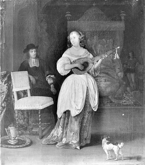 Femme jouant de la mandoline, 1676, Eglon van der Neer