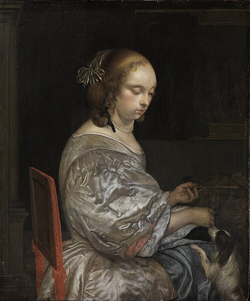 Young Lady with a Lapdog, 1665, Eglon van der Neer