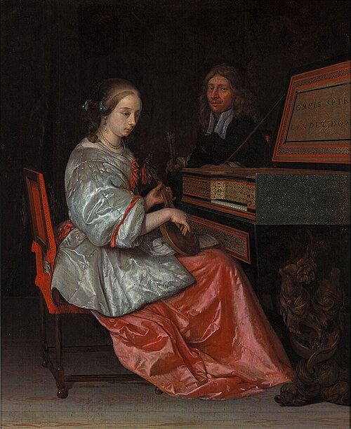 Lute Player Seated at a Virginal, 1669, Eglon van der Neer