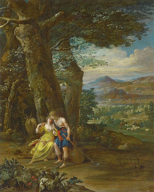 Landscape with shepherd couple, 1698, Eglon van der Neer