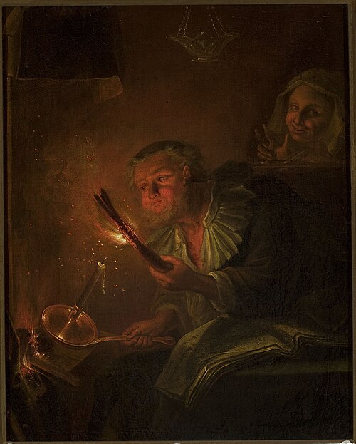 Man with a fire torch, , Godfried Schalken