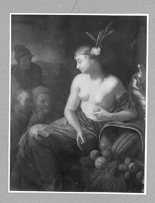 pomona and 3 peasants, 1668, Godfried Schalken