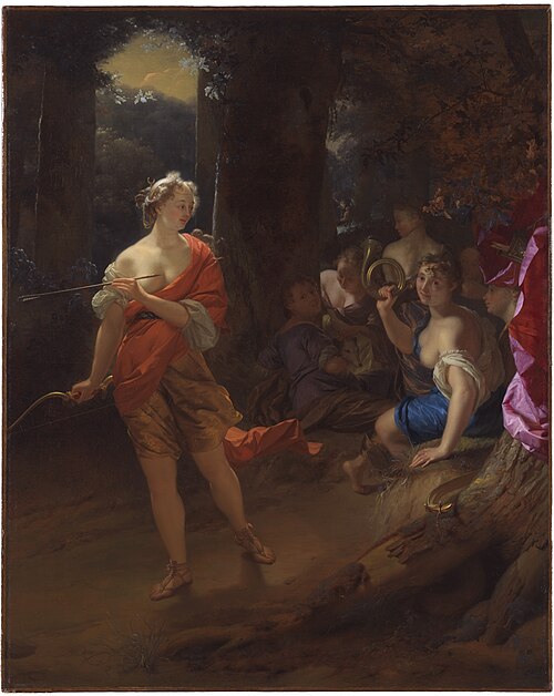 Diana and Her Nymphs in a Clearing, 1682, Godfried Schalken