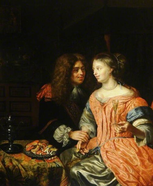 Man and Woman with a Wine Glass, 1675, Godfried Schalken