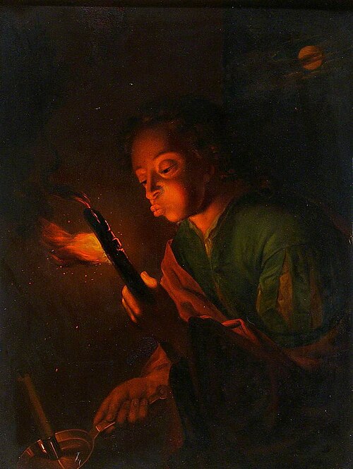 Boy Blowing on a Firebrand, , Godfried Schalken