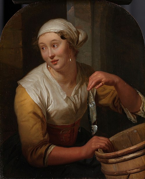 Woman selling herring, 1677, Godfried Schalken