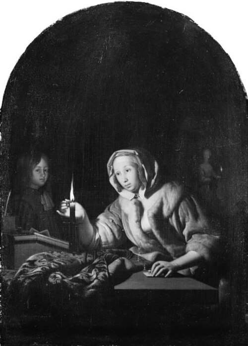 A Lady Sealing a Letter, 1682, Godfried Schalken