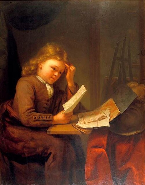 Young Draftsman at a Desk, 1682, Godfried Schalken