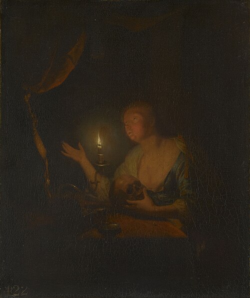 The Penitent Magdalen by Candlelight, 1670, Godfried Schalken