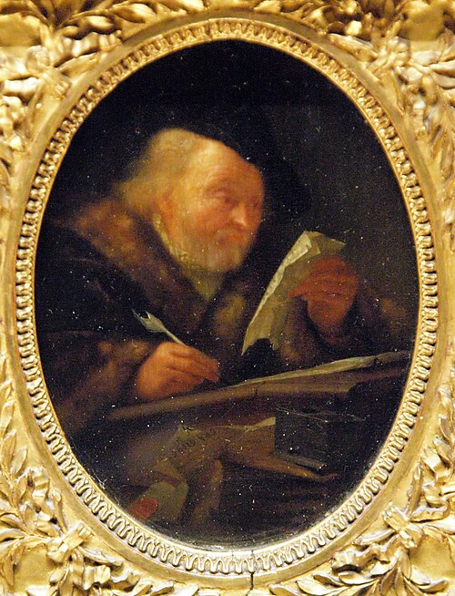 Vieillard écrivant, 1668, Godfried Schalken