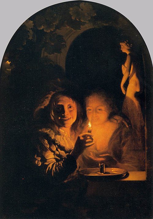 Couple éclairé par une bougie, 1675, Godfried Schalken