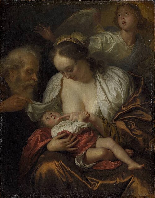 Holy Family with an Angel, 1690, Godfried Schalken