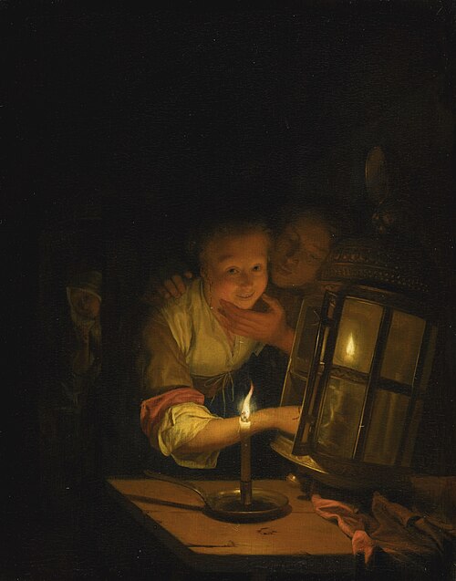 Lovers by Lantern-light, 1670, Godfried Schalken