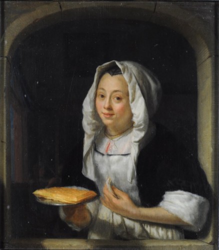 Woman with a Waffle at a Window, 1668, Godfried Schalcken