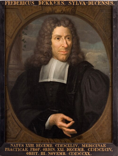 Portret van Frederik Dekkers, hoogleraar Geneeskunde te Leiden, 1601, Carel de Moor