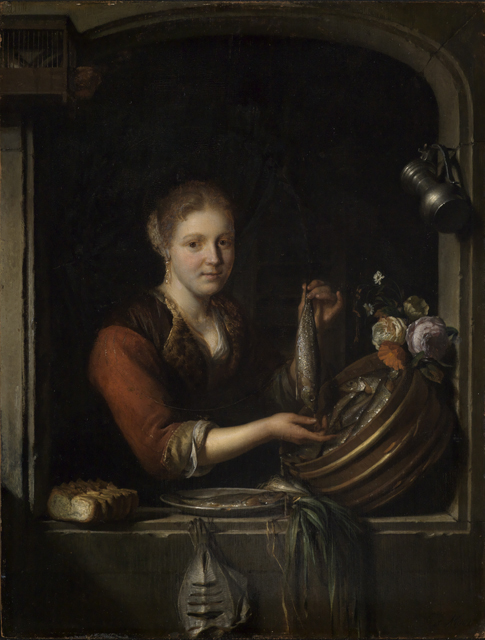 Fish Seller in a Window, 1700, Carel de Moor