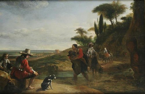 A Landscape with a Ford, 1660, Jan Baptist Weenix