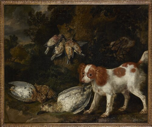 Vlinderhondje en dood gevogelte, 1649, Jan Baptist Weenix