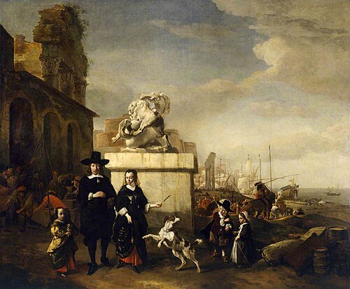 Family in a Mediterranean Seaport, , Jan Baptist Weenix