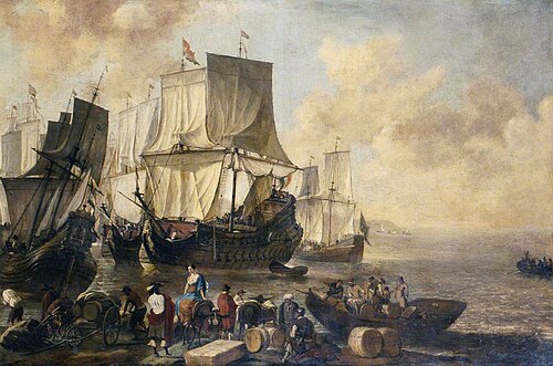 Shipping in Harbour, , Jan Baptist Weenix