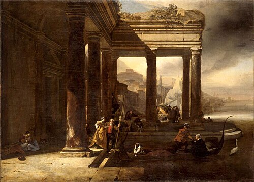 The scene at the port., 1650, Jan Baptist Weenix