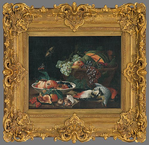 Zátišie s bielou myškou, 1680, Jan Baptist Weenix