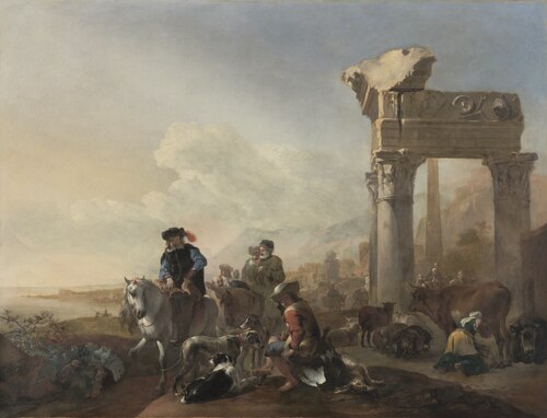 Hunters Near Ruins, 1648, Jan Baptist Weenix