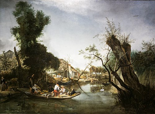 Paysage fluvial avec un bac, 1650, Jan Baptist Weenix