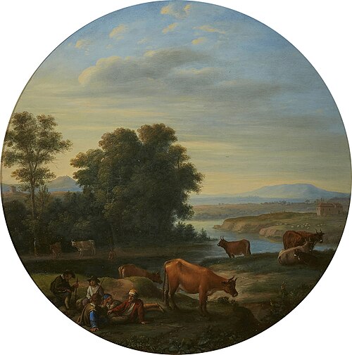 Italianate river landscape with cows, 1635, Herman Van Swanevelt
