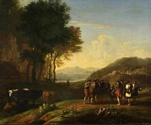 Landscape with Joseph and his brethren, 1635, Herman Van Swanevelt
