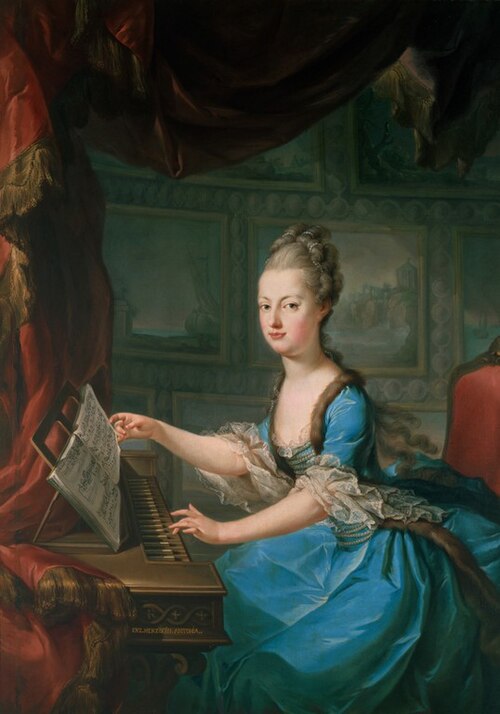 Archduchess Maria Antonia at the Spinet, 1769, Franz Xaver Wagenschön