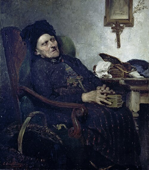 Alte Frau in Interieur, 1871, Ludwig von Löfftz