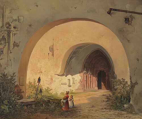 Devotions before the Gates of Nonnberg Abbey in Salzburg, 1844, Anton Altmann