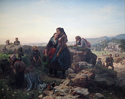 Abschied der Auswanderer, 1855, Karl Hübner