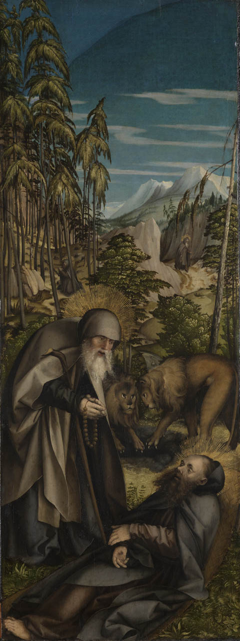 Der Heilige Antonius, betend vor dem verstorbenen hl. Paulus, Salemer Altaer Tafel 1, 1517, Martin Schaffner