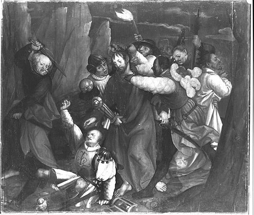 Erster Wettenhauser Altar: Gefangennahme Christi Rückseite: Christus vor Pilatus, 1515, Martin Schaffner