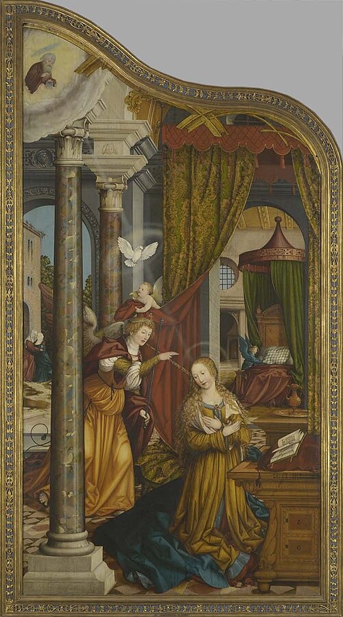 Wettenhauser Hochaltar: Verkündigung an Maria Rückseite: Abschied Christi (linke Hälfte), 1523, Martin Schaffner