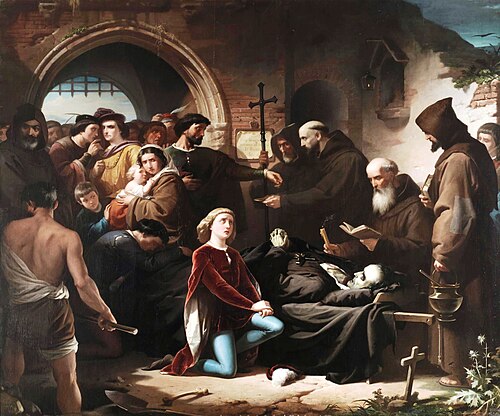 Don Álvaro de Luna condestable y favorito del rey D. Juan II de Castilla decapitado públicamente en , 1858, Eduardo Cano