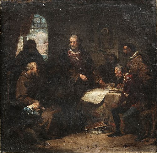 Cristóbal Colón en el convento de la Rábida (boceto), 1856, Eduardo Cano