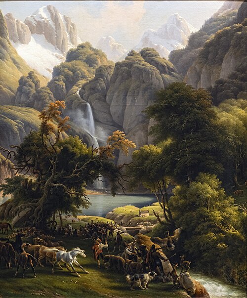 La Chasse à l'ours vers la cascade du lac d'Oo, près de Bagnères-de-Luchon, 1834, Louis-François Lejeune