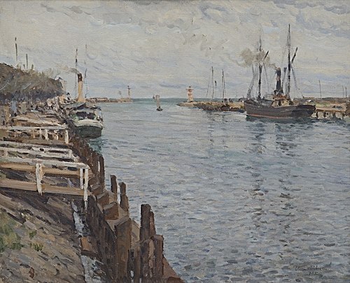 Hafeneinfahrt von Warnemünde, 1907, Ulrich Hübner