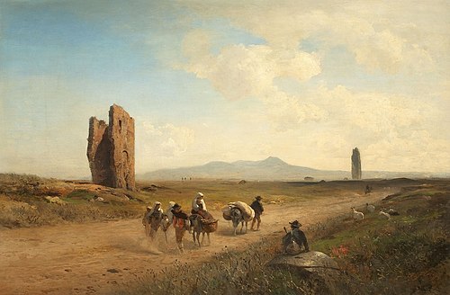 Römische Campagnalandschaft mit Ruinen und Bauern, 1906, Albert Flamm
