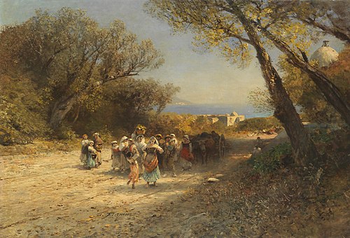 After the field work. Return from the harvest in Italy., 1850, Albert Flamm